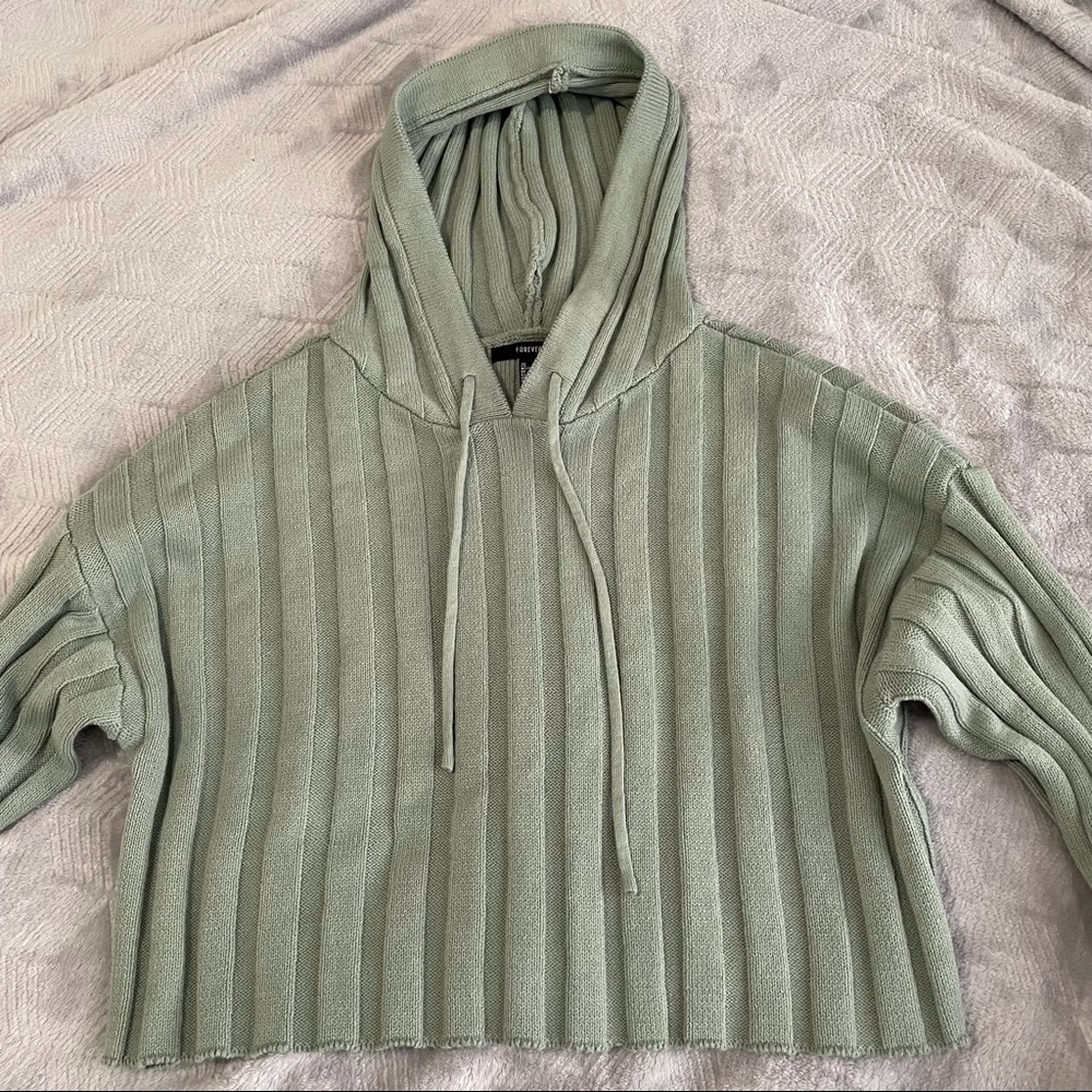 Forever21 sage green crop hoodie.
